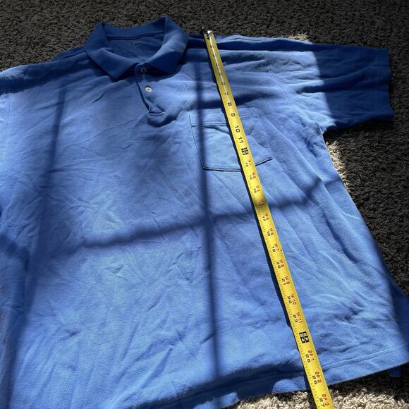 LL Bean Men L REG Navy Blue 100% Cotton Short Sleeve Polo Shirt Outdoor Casual - Picture 6 of 9